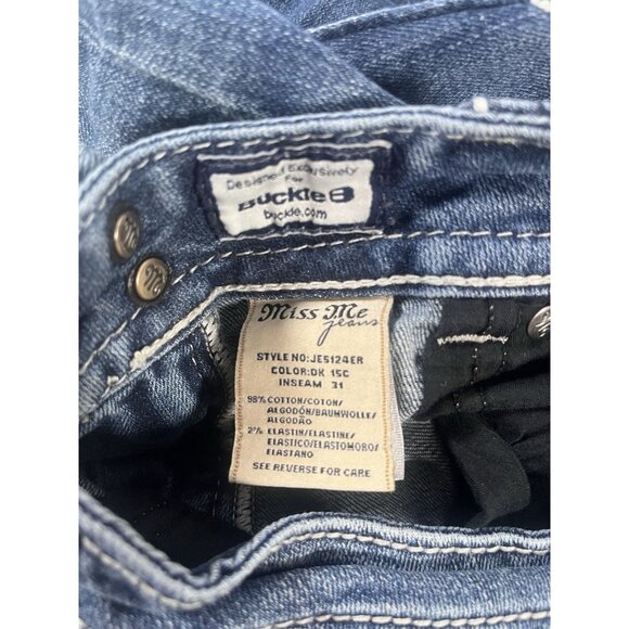 Miss Me Jeans Women's 32 Easy Boot Cut Embellished Bling Flap Pockets Denim Blue - Picture 4 of 10